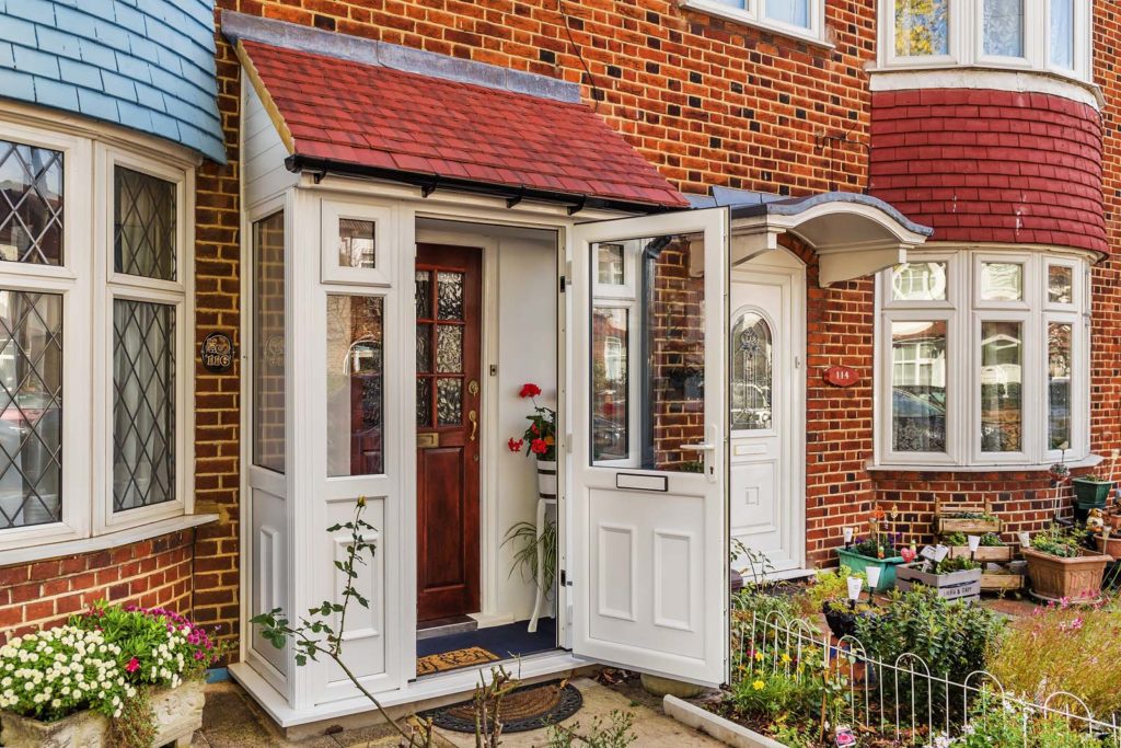 White uPVC front doors in Surrey.