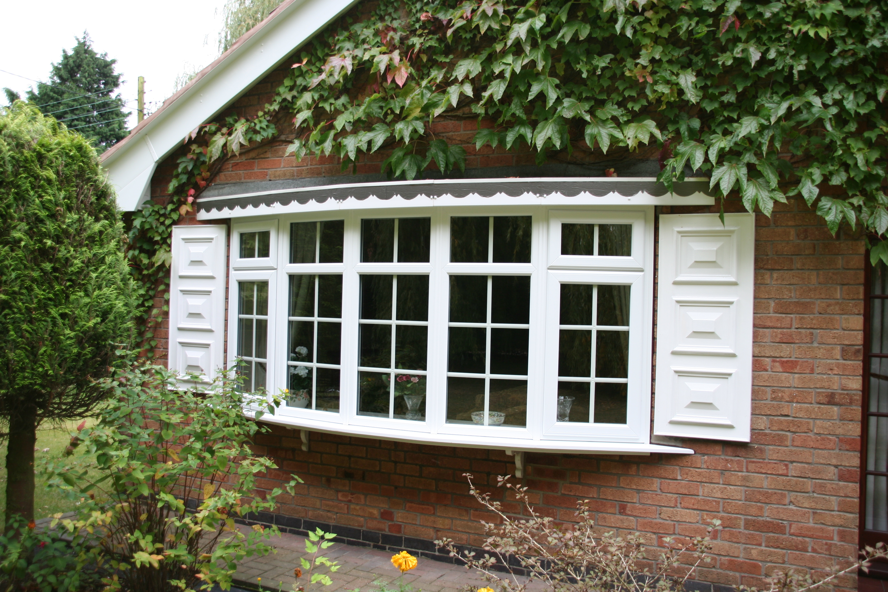 A close up photo of uPVC bow and bay windows.